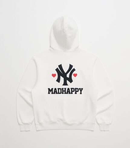 Madhappy White Yankees Heart Fleece Hoodie